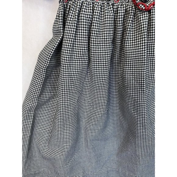 Baby Togs Smocked Dress Black Check Red Trim Girls 5 Puff Sleeve - Picture 5 of 9